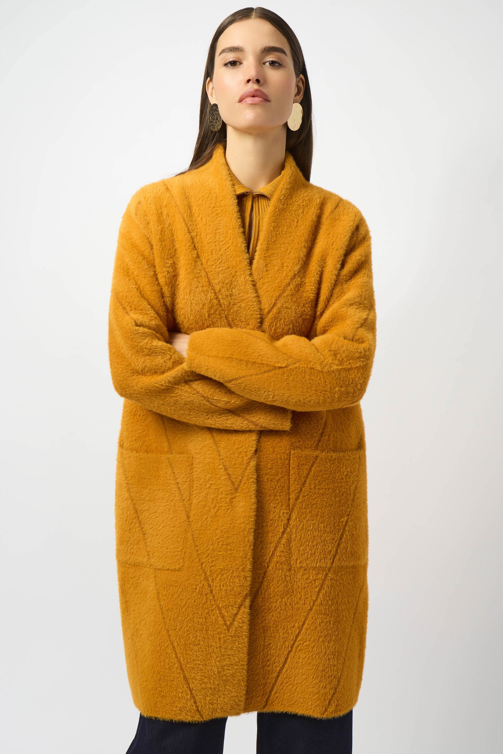 Feather Yarn Sweater Knit Coat - Image 4