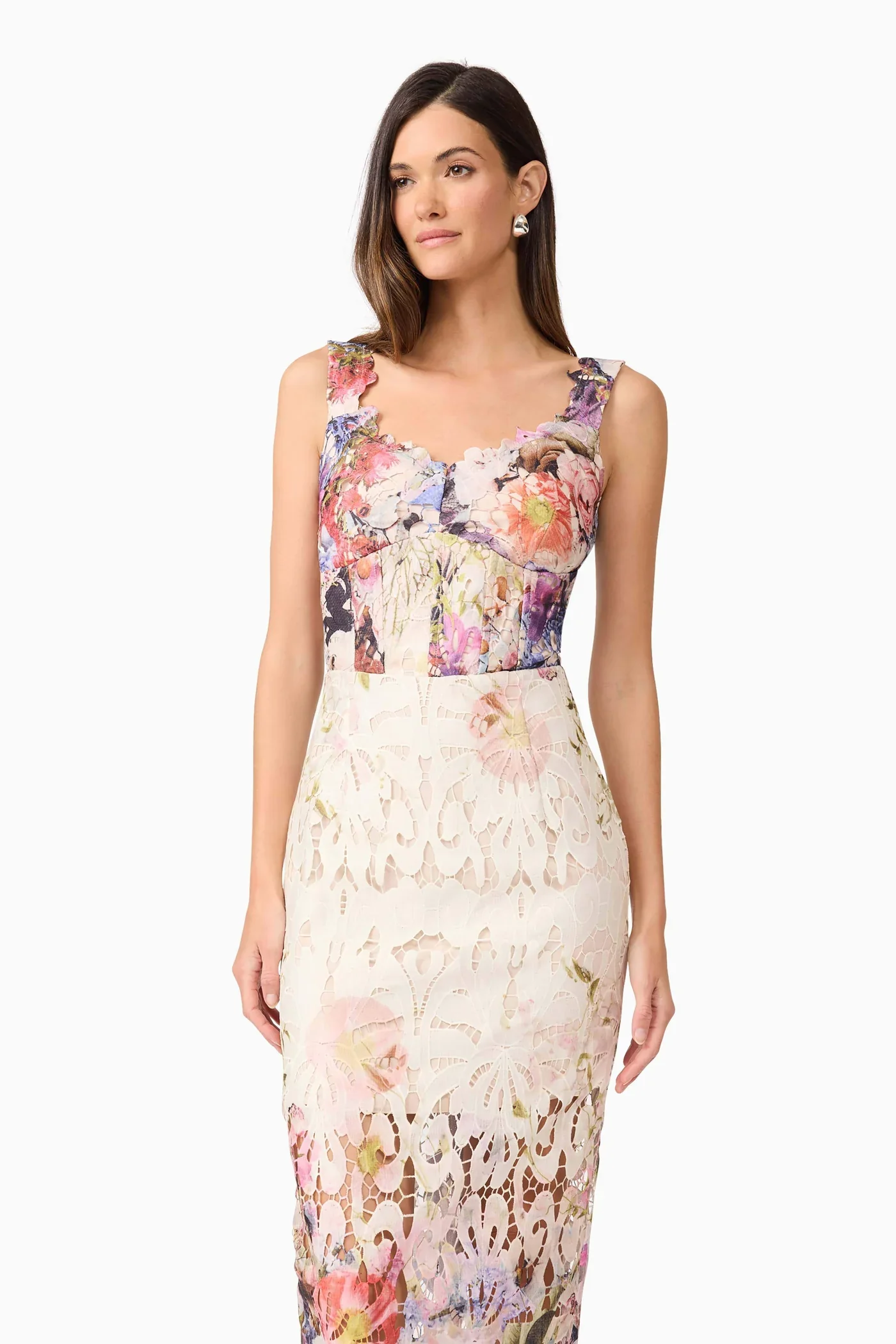 Floral Lace Midi Dress - Image 3