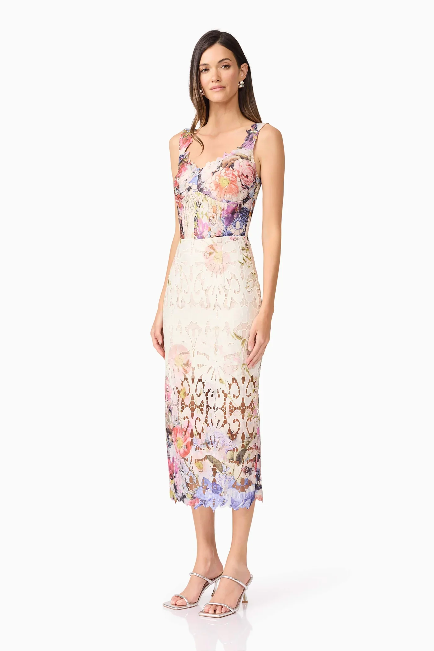 Floral Lace Midi Dress - Image 4