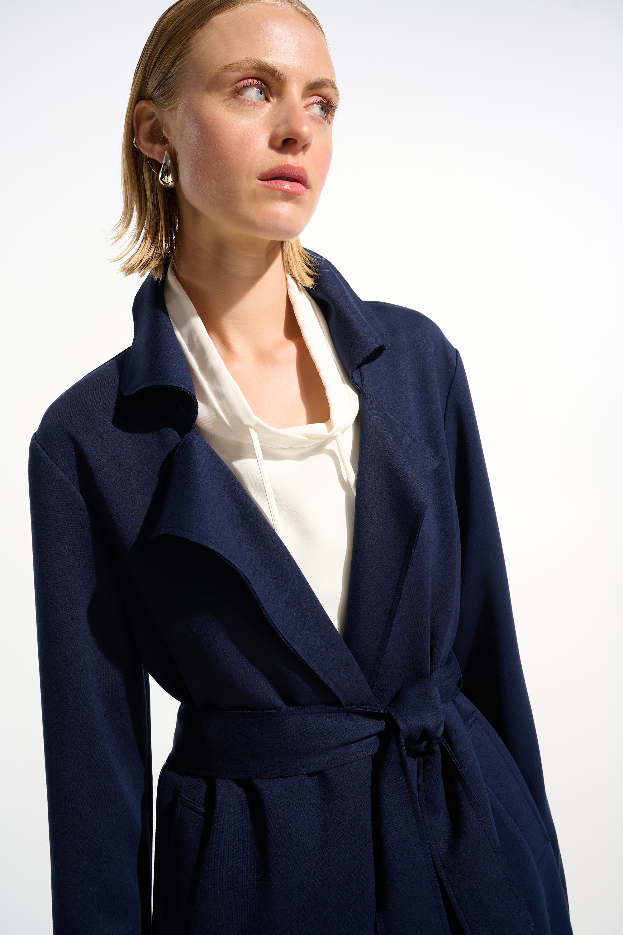 Jersey Straight Coat With Sash - Image 4