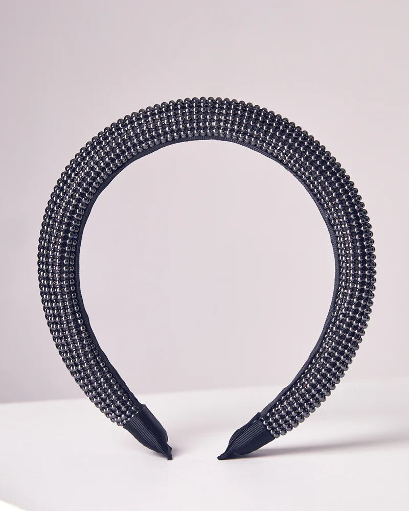 Lily Beaded Headband - Gunmetal - Image 2
