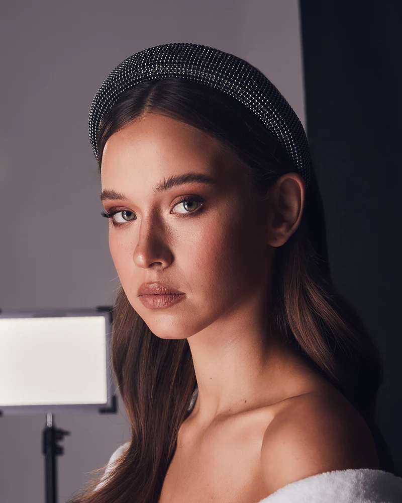 Lily Beaded Headband - Gunmetal - Image 3