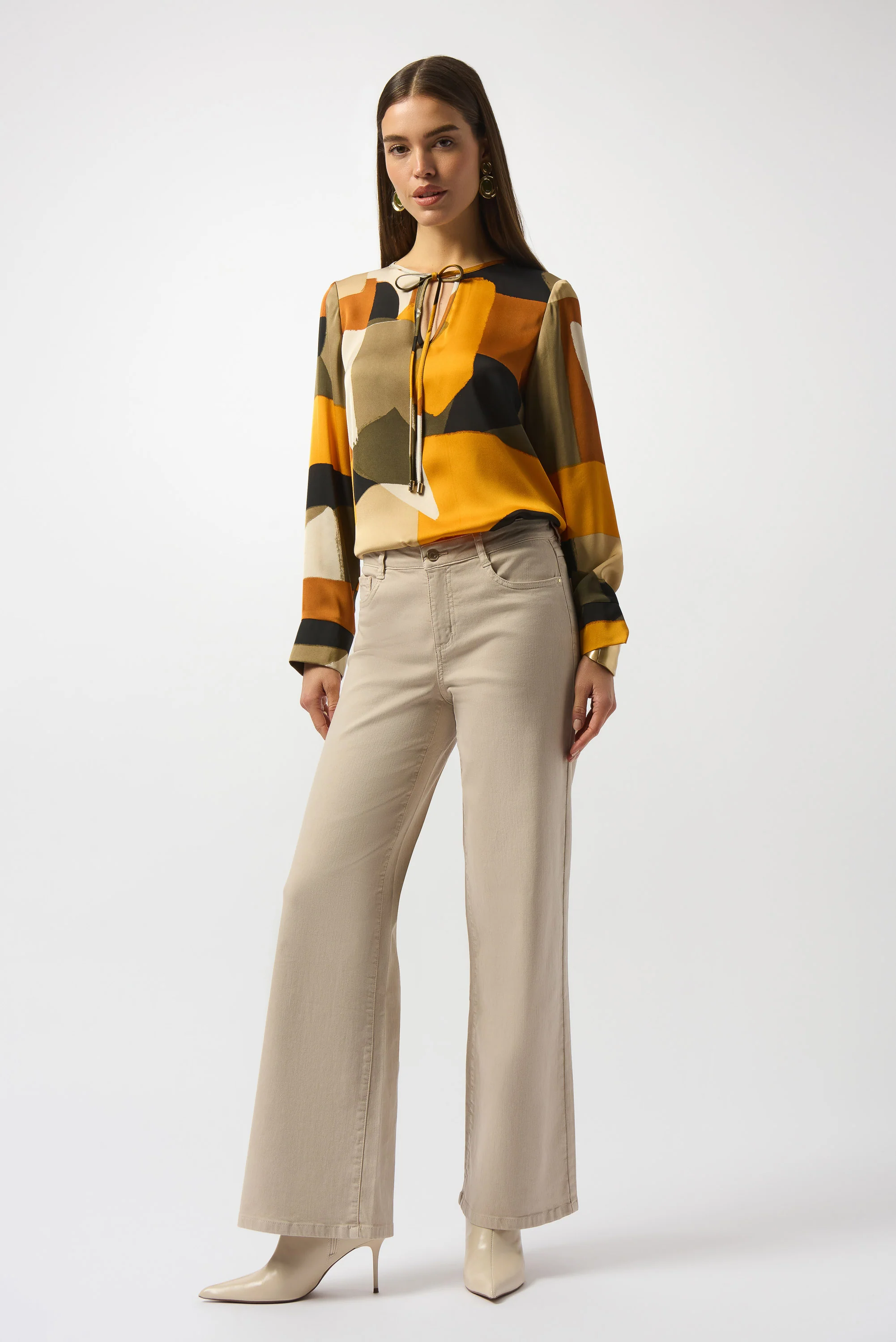 Satin Abstract Print Top - Image 3