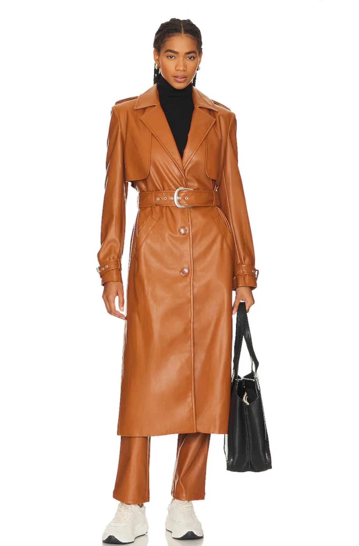 Vegan Leather Trench Coat - Image 3