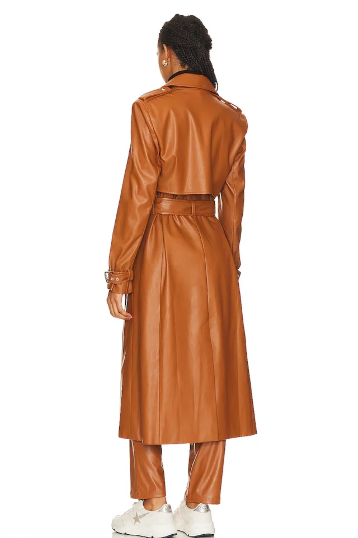 Vegan Leather Trench Coat - Image 4